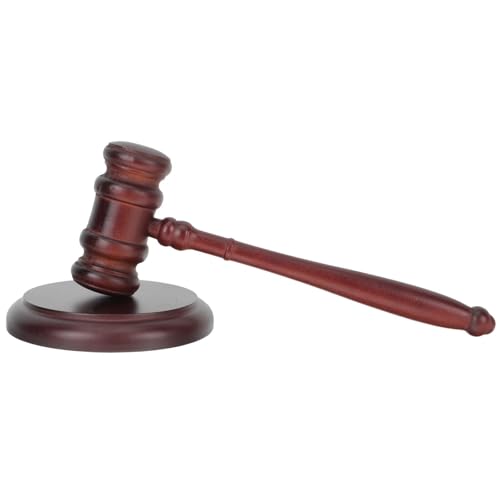 Wooden Judge’s Gavel with Round Base Set,Courtroom Auction Hammer for Lawyers Judges Legal Proceedings&Auction Use Auction Hammer