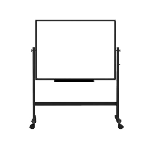 Mobile Double-Sided Magnetic Whiteboard, 90x120cm, Adjustable Height, 360° Flip with Lockable Wheels for Office, Home, School