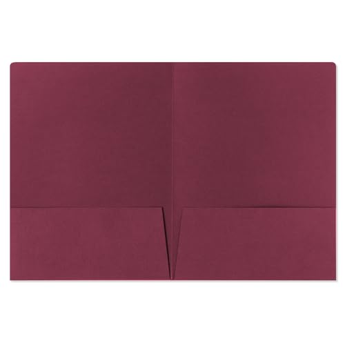 50 Pack, Tax Return Folders with Pockets, Maroon Linen, Gold Foil