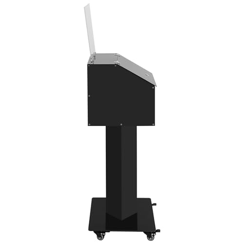 SHOUMANUAL Suggestion Box with Stand, 14" X 14" Acrylic Offering Box with Lock & Key, Wheels, Locking Ballot Collection Safe Boxes with Sign Holder for Voting Contest Charity Donation (Black)