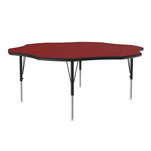 Correll 60" Flower HPL Classroom Adjustable Activity Table, Red/Black