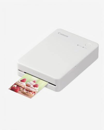 Canon SELPHY QX20 Wireless Compact Photo Printer, Dye‑Sublimation Color Printing, Prints 2.1x3.4/2.7x2.7 Card & Square Sizes, Built‑in Battery & Wi‑Fi, Portable Travel & Selfie Printer, White
