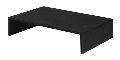 Pemberly Row Small Monitor Riser, Black Finish, Wood Construction, 23.75 x 15.75 x 6.5 in, Elevated Stand with Underneath Storage, Easy Assembly, Ideal for Home Office or Entertainment Setup