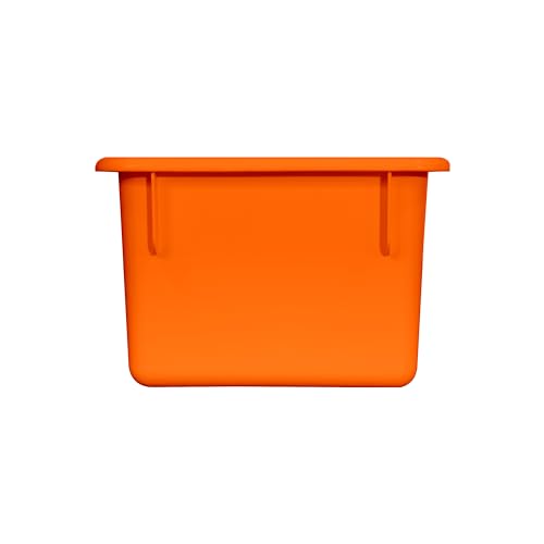 Wood Designs Cubby Storage Bin, Heavy Duty Plastic Containers for Kids Orange Cubby Tray Set of 12