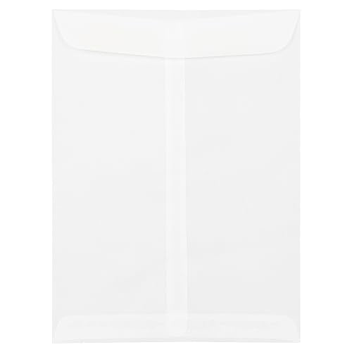 JAM PAPER 9 x 12 Open End Catalog Translucent Vellum Envelopes - Clear - 100/Pack