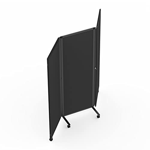 Stand Up Desk Store ReFocus Three-Panel Trifold Acoustic Fabric Room Divider Partition Privacy Screen (Anthracite Gray PET, 71” x 65")
