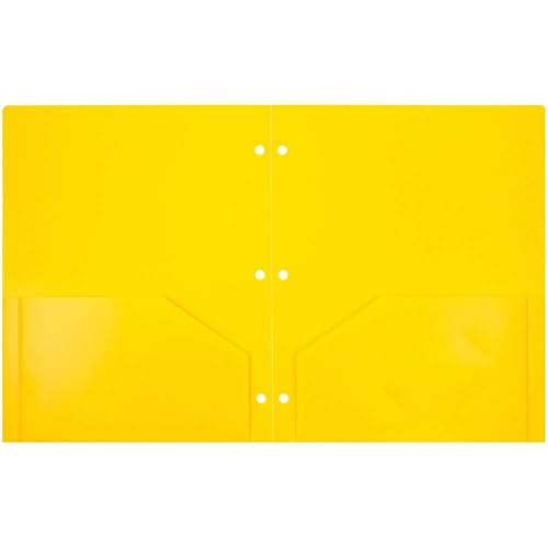 JAM PAPER Heavy Duty Plastic 3 Hole Punch Pocket Folders - Extra Tough School Folders - Assorted Primary Colors - Bulk 48 Folders/Box (8 Assorted Packs of 6)