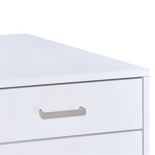 LOONGYOON 3 Drawer Wood Vertical File Cabinet with 4 Casters for Office Home School File Folders Rolling Versatile Filing Organization Storage Cabinets Assembly Required Printer Stand White High Gloss