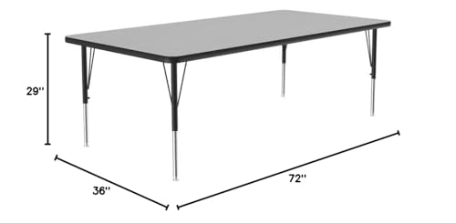 Correll 36" x 72" Rectangular HPL School Activity Table, Gray Granite/Black