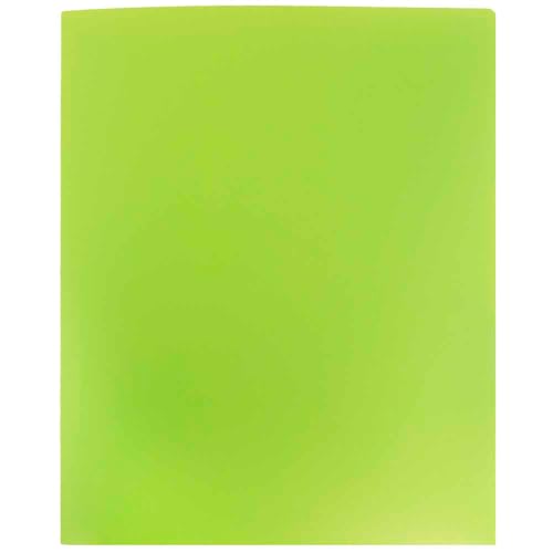JAM Paper Heavy Duty Plastic Two Pocket Presentation Folders - Lime Green - 108/pack