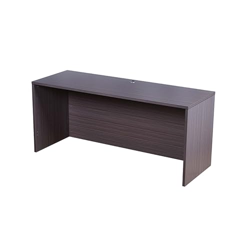 Benzara Jeny 71 Inch Office Credenza Shell with Modesty Panel, Mocha Brown