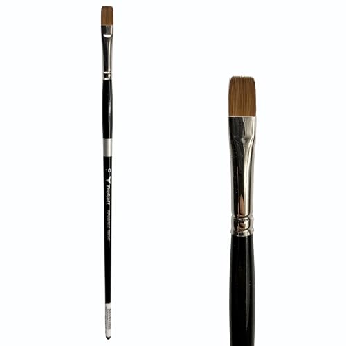 Trekell Sienna Synthetic Red Sable Long Handle Artist Brushes for Oil, Watercolor and Acrylic Painting Bright - 5610 Series / 10
