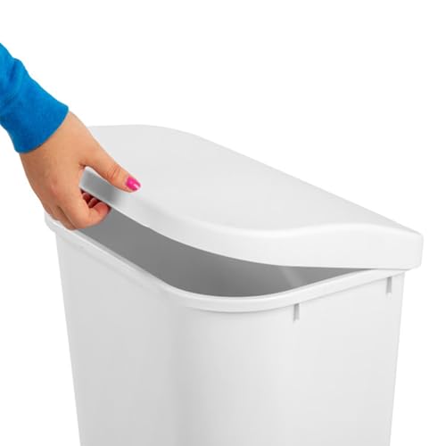 Sterilite Lift Top Wastebasket Trash Can 11.3 Gallon, White, 12-Pack
