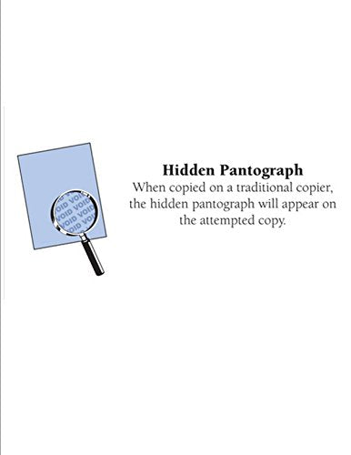 Laser Print Non-Prescription Security Paper (SGP-25-65), with Hidden "Void" Pantograph, Cover Blue 65-lb, 8.5" x 11", Four Packs (250 Sets Per Pack) - 1000 Sheets