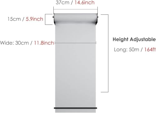 LNNW Kraft Paper Dispenser Wall Mounted Note Roll Holder, Hanging White Paper Dispenser & Cutter with 50m Paper Roll, for Meeting Analytics Notes Decorative Message Boards for Wall(37cm/14.6inch w