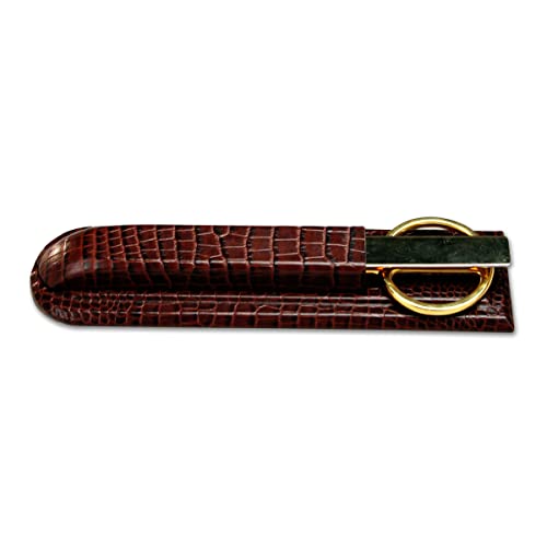 Dacasso Brown Crocodile Embossed Leather Library Set