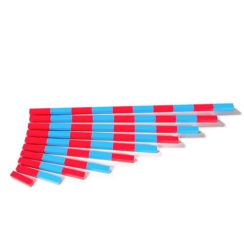 Premium Montessori Large Numerical Rods & Long Number Rods, 39.4" Solid Beechwood Math Materials 1-10, Red & Blue Counting Sticks for Kids 3-7,Classroom Homeschool Sensory Toys & Autism Learning Tools