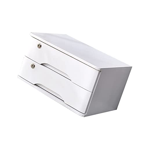 ELUKHT Solid Wood Storage Box - File Cabinet A4 Flat File Cabinet with Lock, Desktop Drawer Storage Cabinet, Wooden Storage Box, Desk Organizers with Lock (2 Layer)