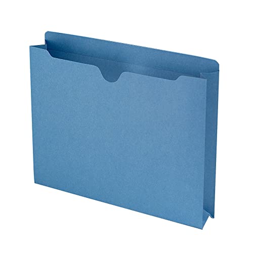 Smead File Jacket, Reinforced Straight-Cut Tab, 2" Expansion, Letter Size, Blue, 50 per Box (75562)