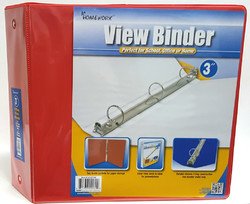 A+ Homework 3" Clear View Binder with Two Inside Pocket Red