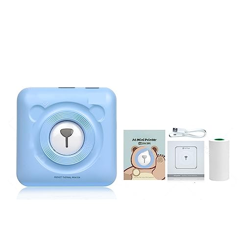 MKJGGII Red Portable Thermal Photo Printer Wireless Mini Pocket Pictures Label Sticker Printing 58mm(304dpi Blue Printer)