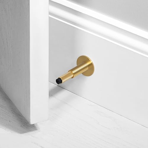 Buster and Punch Door Stops, Wall Mount, Floor Mount, Freestanding, Cross Knurl, Linear, Knurl, Multiple Colors, Black, Brass, Steel, Smoked Bronze