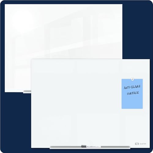 Quartet Magnetic Glass Dry Erase White Board, 8' x 4' Anti-Glare Whiteboard for Wall, InvisaMount Frameless, White (Q019648F03IMW)