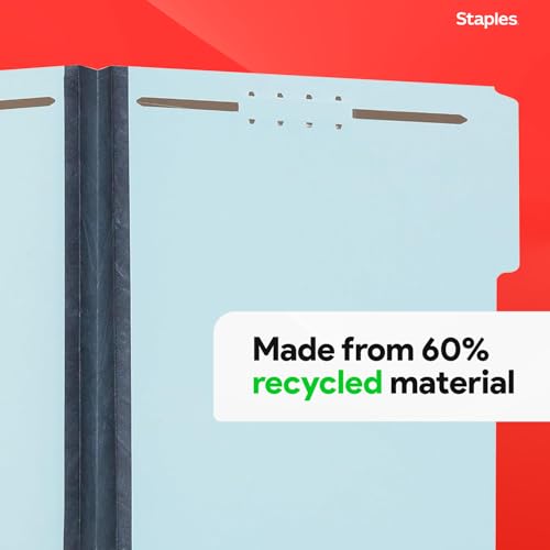 Staples® 60% Recycled Pressboard Classification Folder, 2" Expansion, Letter Size, Blue, 25/Box (ST384868/384868)