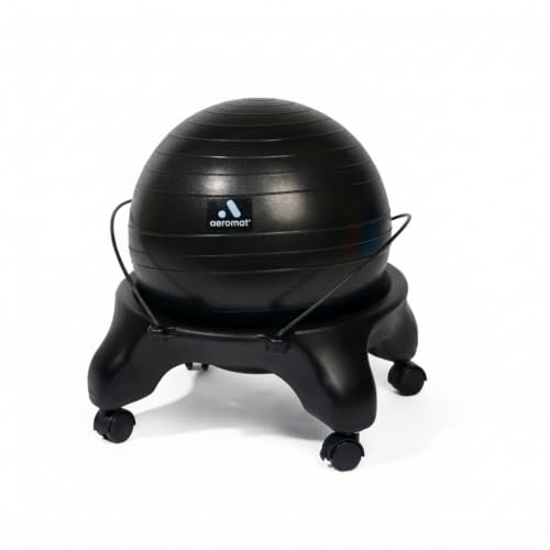 Aeromat Adjustable Active Sitting Exercise Ball Chair, Spine Support, Office Chair for prolonged Sitting, Lockable Wheels