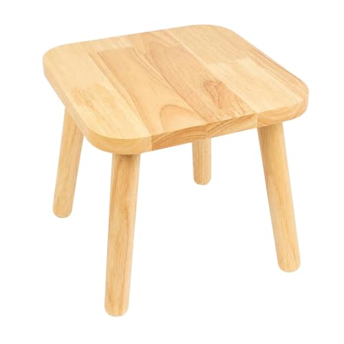 11In Wooden Step Stools for Adults,Solid Rubber Wood Non-Slip Step