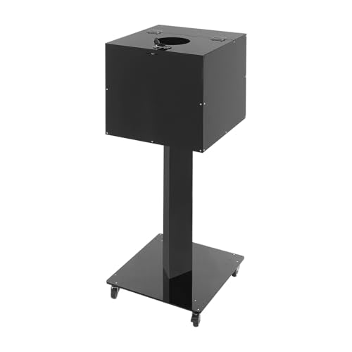 SHOUMANUAL Suggestion Box with Stand, 14" X 14" Acrylic Offering Box with Lock & Key, Wheels, Locking Ballot Collection Safe Boxes with Round Hole for Voting Contest Charity Donation (Black)