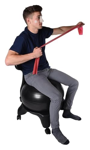 OneGrifN Yoga Ball Chair,Yoga Ball，Exercise Ball, Yoga Ball Chair Ergonomic Desk Ball Chair for Adults Exercise Ball Seat to Spine Alignment Extra Thick Yoga Office Chair with Wheels