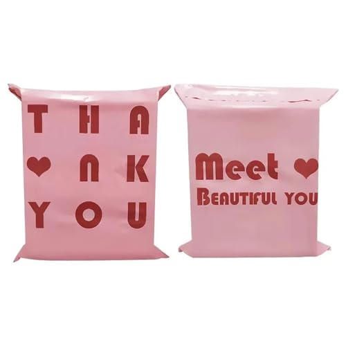 YINUK 20pcs Pink Plastic Courier Bag Thank You Packing Bag Thickened Garment Waterproof Mailing Bag Self Sealing Envelope Bag(55x65cm 20pcs)