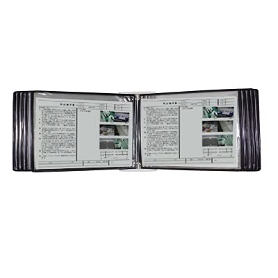 JGSYD Durable Wall-Mounted Reference System, 10-Pocket Reference Organizer, Catalog Display Rack For Wall, Suitable For Office And Home Metal Folders, Landscape Mode,Black