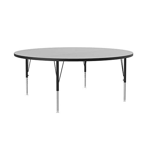 Correll AM60-RND-15 Econoline Activity Table, Smooth & Hard Granite Melamine Top, Height Adjustable Heavy Duty Legs (AM3072-REC-15), 60" Round, Gray