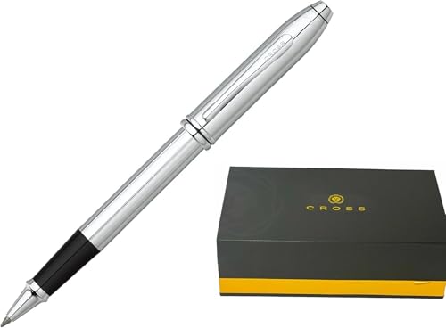 Cross Townsend Refillable Selectip Rollerball Pen, Medium Point, Black Ink, Polished Lustrous Chrome Barrel, Luxury Gift Box