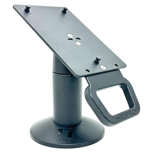 HILIPRO POS Swivel Stand for Pax A30 Payment Terminal, 360° Rotating Card Machine Mount, 50° Tilt, Cable Management, Complete POS Stand Kit
