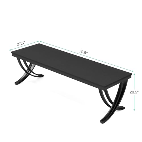 Tribesigns 6.5FT Conference Table for 6-8 People, 78 inch Long Rectangular Seminar Table with Strong Metal Frame, Business Furniture Boardroom Desk for Office Meeting Conference Room (1PC, Black)