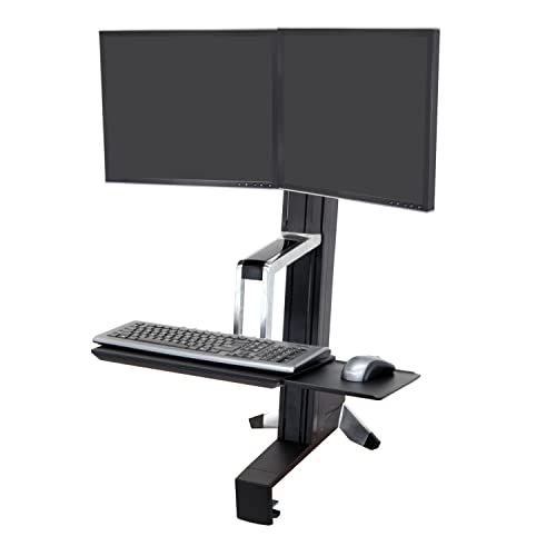 Ergotron – WorkFit-S Dual Monitor Standing Desk Converter, Sit Stand Workstation for Tabletops – No Worksurface, Black
