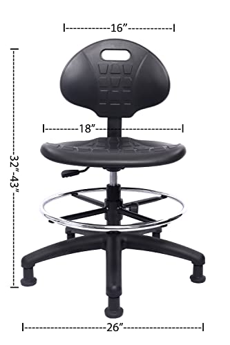 Chair Master - ESD Anti Static Ergonomic Polyurethane Chair Adjustable Height Heavy Duty Easy to Clean for Research, Laboratory and Cleanroom (Rollerblade Style Rubber Casters, Medium Stool)