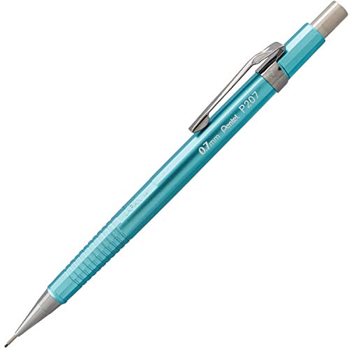 Pentel Sharp Mechanical Pencil (0.7mm) Metallic Sky Blue Barrel, Box of 12 (P207MS)