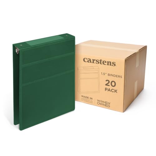 1.5" Heavy Duty Plastic Top Flip Binder, 2-Rings, Forest Green, Case of 20