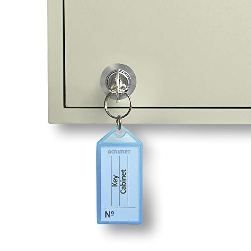 Acrimet 24-Key Cabinet with Lock, Wall Mount Wooden Key Organizer, Security Key Storage Box (24 Positions) with Numbered Hooks & Assorted Key Tags – Commercial & Home Use (Beige)