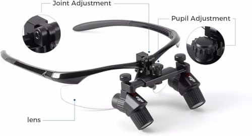 BONEW-Oral 3X/4X/5X/6X High Magnification 450mm Ultralight Ergonomic Surgical Binocular Loupes Magnifying Glasses Ergo Loupes Pupil Distance Adjustable DY-119 (5, x)