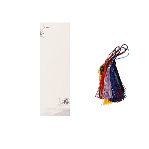 Bookmark 10Pcs Color Thickened Bookmarks with Tassels Water-Grained Paper Can be Handwritten 8 Styles 7X21cm Metal Bookmark (Color : 4) (2)