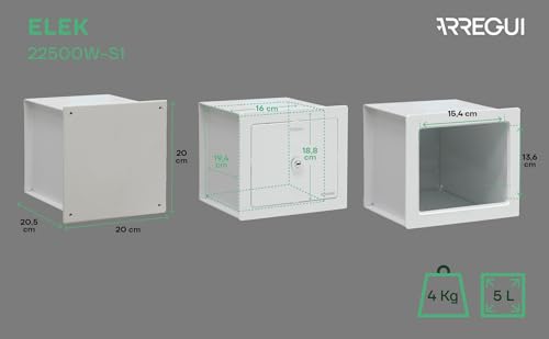 ARREGUI Elek 22500W-S1 Hidden Safe Behind the Lid of the Junction Box | Small Safe to Recessed to the Wall | 20 x 20 x 21 cm | 5 L