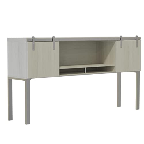 Safco Mirella Modern Wood Hutch with Sliding Doors in White Ash