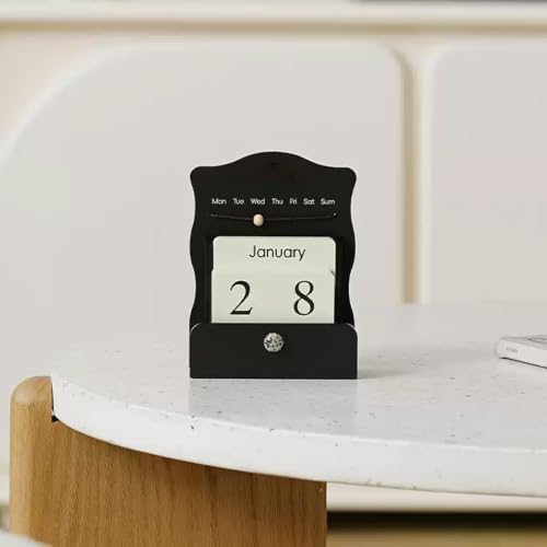 Perpetual Calendar Desk Decor, Acrylic Tabletop Ornament(Beige)