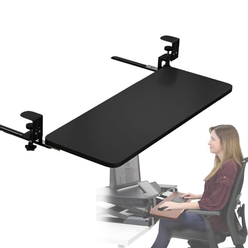 BWPURWDFH Ergonomic Desk Extender Keyboard Tray Height Adjustable Under Desk Slide-Out Keyboard Drawers Platforms, Easy Install/Improve Posture, for Desks and Computer Tables (Black 52 * 25 cm