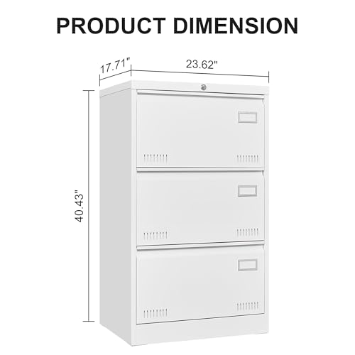 WYMCHMSX Locking,Filing Cabinet,Storage Cabinet,Metal, 3 Drawer, Home Office